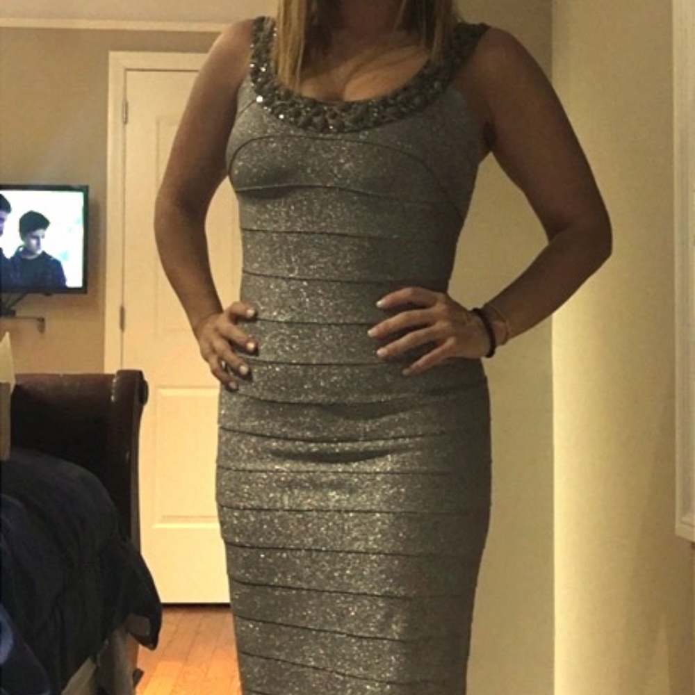 Carmen Marc Valvo bandage dress by Michael Hayes